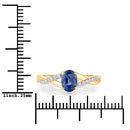 1.04 Carat Genuine Blue Sapphire and White Diamond 14K Yellow Gold Ring-3