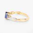 1.04 Carat Genuine Blue Sapphire and White Diamond 14K Yellow Gold Ring-6