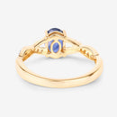 1.04 Carat Genuine Blue Sapphire and White Diamond 14K Yellow Gold Ring-7