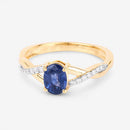 1.04 Carat Genuine Blue Sapphire and White Diamond 14K Yellow Gold Ring-9
