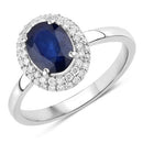 1.84 Carat Genuine Blue Sapphire and White Diamond 14K White Gold Ring-1