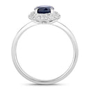 1.84 Carat Genuine Blue Sapphire and White Diamond 14K White Gold Ring-2