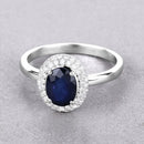 1.84 Carat Genuine Blue Sapphire and White Diamond 14K White Gold Ring-4