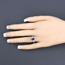 1.84 Carat Genuine Blue Sapphire and White Diamond 14K White Gold Ring-5