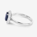 1.84 Carat Genuine Blue Sapphire and White Diamond 14K White Gold Ring-6
