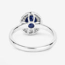 1.84 Carat Genuine Blue Sapphire and White Diamond 14K White Gold Ring-7