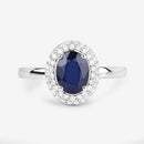 1.84 Carat Genuine Blue Sapphire and White Diamond 14K White Gold Ring-8