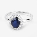 1.84 Carat Genuine Blue Sapphire and White Diamond 14K White Gold Ring-9