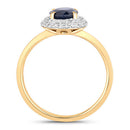 1.84 Carat Genuine Blue Sapphire and White Diamond 14K Yellow Gold Ring-2