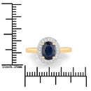 1.84 Carat Genuine Blue Sapphire and White Diamond 14K Yellow Gold Ring-3