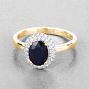 1.84 Carat Genuine Blue Sapphire and White Diamond 14K Yellow Gold Ring-4
