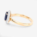 1.84 Carat Genuine Blue Sapphire and White Diamond 14K Yellow Gold Ring-6