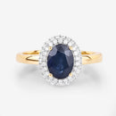 1.84 Carat Genuine Blue Sapphire and White Diamond 14K Yellow Gold Ring-8