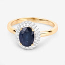 1.84 Carat Genuine Blue Sapphire and White Diamond 14K Yellow Gold Ring-9