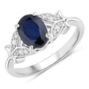 1.62 Carat Genuine Blue Sapphire and White Diamond 14K White Gold Ring-1