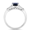 1.62 Carat Genuine Blue Sapphire and White Diamond 14K White Gold Ring-2