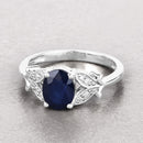 1.62 Carat Genuine Blue Sapphire and White Diamond 14K White Gold Ring-4
