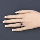 1.62 Carat Genuine Blue Sapphire and White Diamond 14K White Gold Ring-5