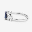 1.62 Carat Genuine Blue Sapphire and White Diamond 14K White Gold Ring-6