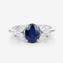 1.62 Carat Genuine Blue Sapphire and White Diamond 14K White Gold Ring-8