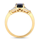 1.62 Carat Genuine Blue Sapphire and White Diamond 14K Yellow Gold Ring-2