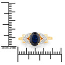 1.62 Carat Genuine Blue Sapphire and White Diamond 14K Yellow Gold Ring-3