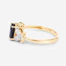 1.62 Carat Genuine Blue Sapphire and White Diamond 14K Yellow Gold Ring-6