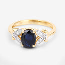 1.62 Carat Genuine Blue Sapphire and White Diamond 14K Yellow Gold Ring-9