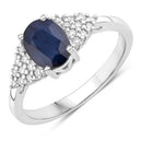 1.73 Carat Genuine Blue Sapphire and White Diamond 14K White Gold Ring-1