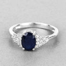 1.73 Carat Genuine Blue Sapphire and White Diamond 14K White Gold Ring-4