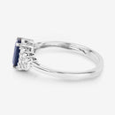 1.73 Carat Genuine Blue Sapphire and White Diamond 14K White Gold Ring-6