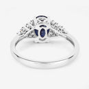 1.73 Carat Genuine Blue Sapphire and White Diamond 14K White Gold Ring-7
