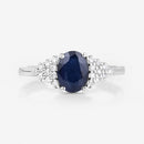 1.73 Carat Genuine Blue Sapphire and White Diamond 14K White Gold Ring-8