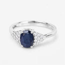 1.73 Carat Genuine Blue Sapphire and White Diamond 14K White Gold Ring-9