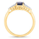 1.73 Carat Genuine Blue Sapphire and White Diamond 14K Yellow Gold Ring-2