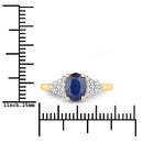 1.73 Carat Genuine Blue Sapphire and White Diamond 14K Yellow Gold Ring-3