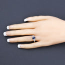 1.73 Carat Genuine Blue Sapphire and White Diamond 14K Yellow Gold Ring-5