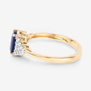 1.73 Carat Genuine Blue Sapphire and White Diamond 14K Yellow Gold Ring-6
