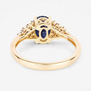 1.73 Carat Genuine Blue Sapphire and White Diamond 14K Yellow Gold Ring-7