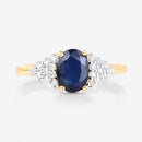1.73 Carat Genuine Blue Sapphire and White Diamond 14K Yellow Gold Ring-8