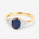 1.73 Carat Genuine Blue Sapphire and White Diamond 14K Yellow Gold Ring-9