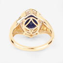 3.31 Carat Genuine Blue Sapphire and White Diamond 14K Yellow Gold Ring-7
