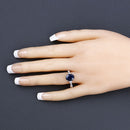 3.28 Carat Genuine Blue Sapphire and White Diamond 14K White Gold Ring-5
