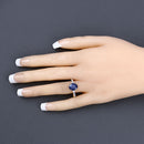 3.28 Carat Genuine Blue Sapphire and White Diamond 14K Yellow Gold Ring-5