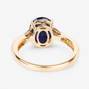 3.28 Carat Genuine Blue Sapphire and White Diamond 14K Yellow Gold Ring-7