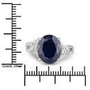 6.54 Carat Genuine Blue Sapphire and White Diamond 14K White Gold Ring-3