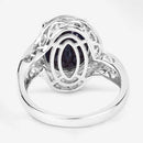 6.52 Carat Genuine Blue Sapphire and White Diamond 14K White Gold Ring-7