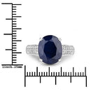 6.49 Carat Genuine Blue Sapphire and White Diamond 14K White Gold Ring-3