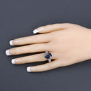 6.49 Carat Genuine Blue Sapphire and White Diamond 14K White Gold Ring-5