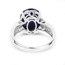 6.49 Carat Genuine Blue Sapphire and White Diamond 14K White Gold Ring-7